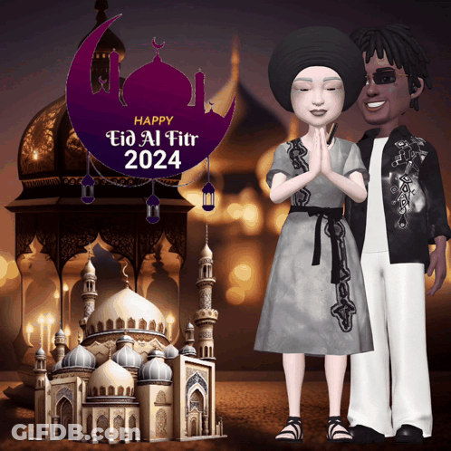 Happy Eid Al Fitr 2024 Man And Woman GIF