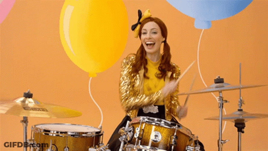 Happy Emma Watkins Playing Drum GIF