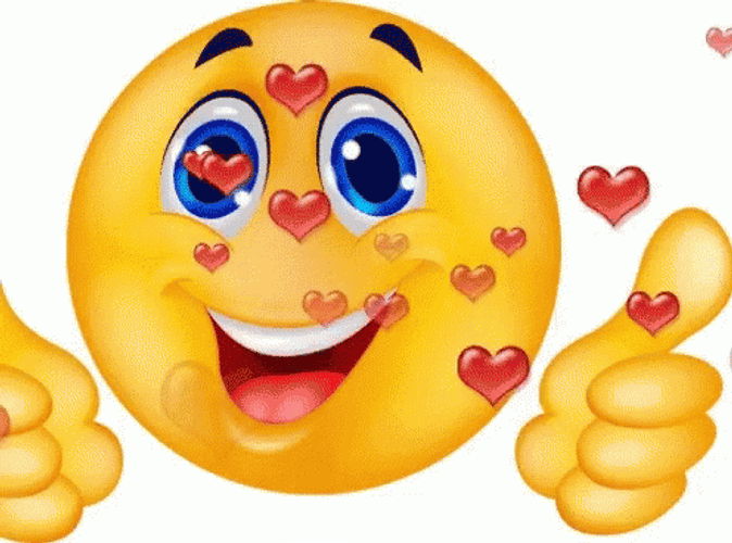 Happy Face Hearts Thumbs Up GIF