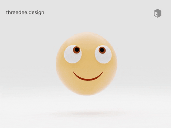 Happy Face Looking Around 3D Art GIF