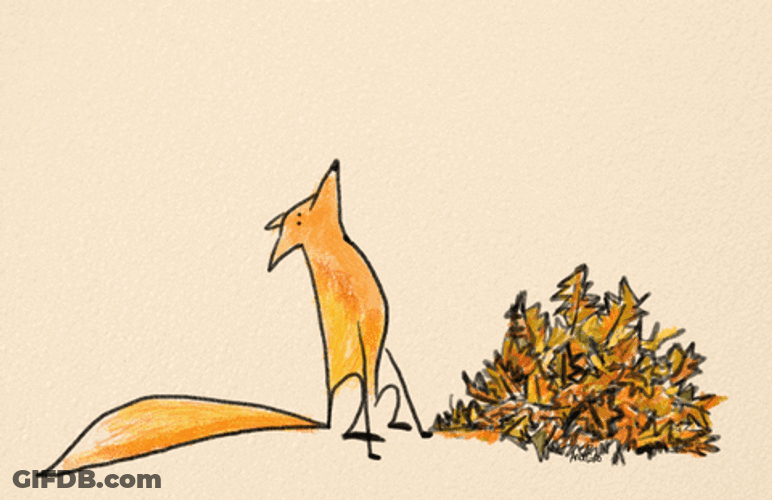 Happy Fall Fox With Falling Leaves GIF