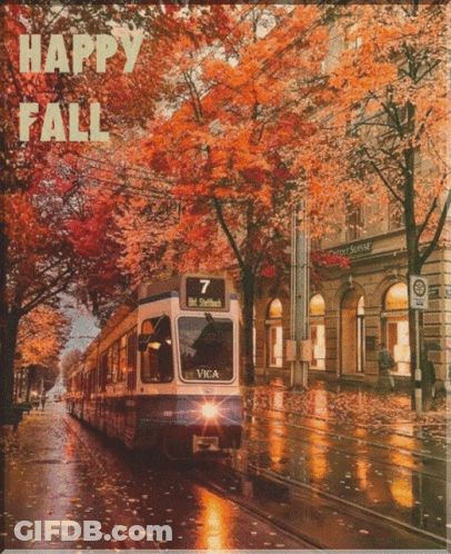 Happy Fall Poster With Train GIF