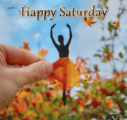 Happy Fall Saturday Leaf Art GIF