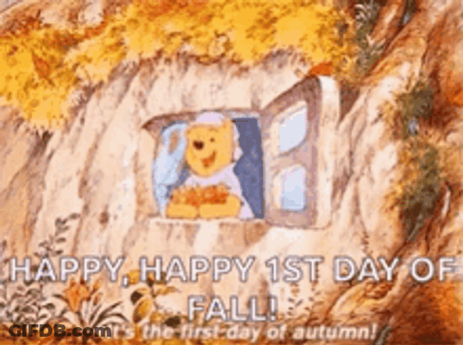 Happy Fall Winnie Pooh Throwing Leaves GIF