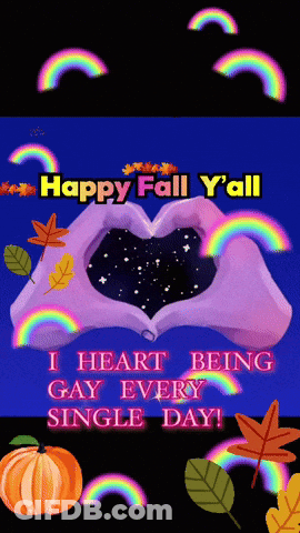 Happy Fall Y'all Heart Hands Rainbows GIF