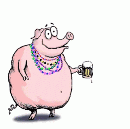 Happy Fat Tuesday Piggy Cheers GIF