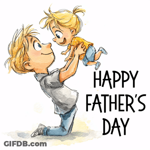 Happy Father's Day Card Man Holding Child GIF