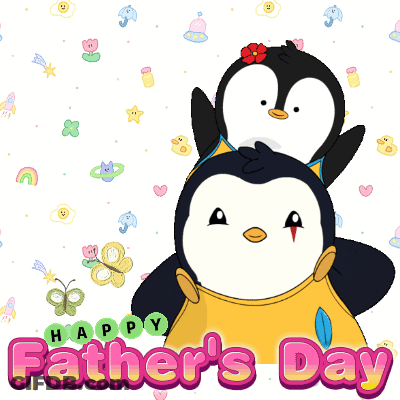 Happy Father's Day Card With Two Penguins GIF