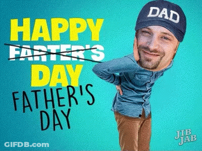 Happy Father's Day Greeting Card Man In Hat Saying Dad GIF