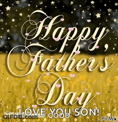 Happy Father's Day Greeting Card With Hearts And Stars GIF