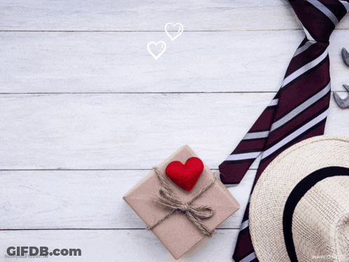 Happy Father's Day Greeting With Hat And Tie GIF