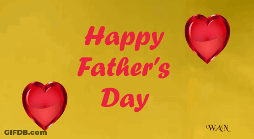 Happy Fathers Day Card With Red Hearts GIF
