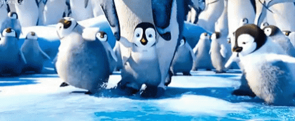 Happy Feet Baby Penguins Walking GIF