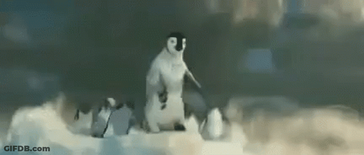 Happy Feet Mumble Jump Off Cliff GIF