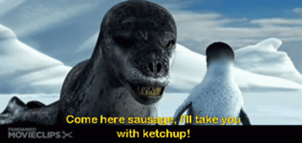 Happy Feet Seal Come Here Sausage GIF