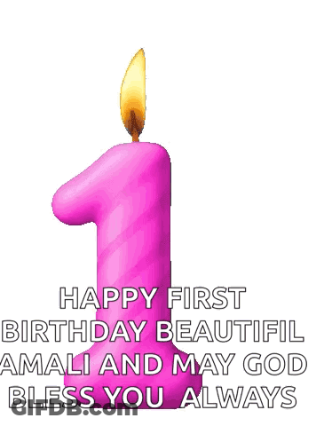 Happy First Birthday Amali With Pink Candle GIF