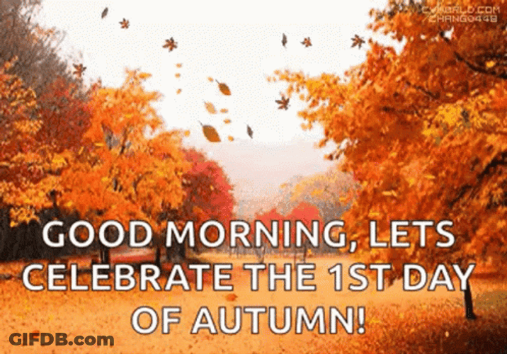 Happy First Day Of Autumn Falling Leaves GIF