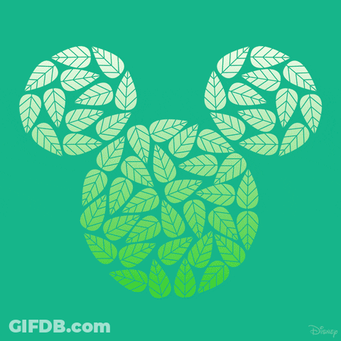 Happy First Day Of Fall Mickey Mouse Made Of Leaves GIF