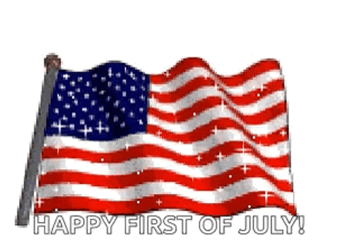 Happy First Day Of July Waving USA Flag GIF