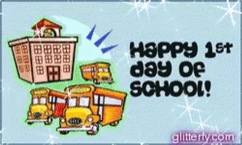 Happy First Day Of School Animation Glittering GIF