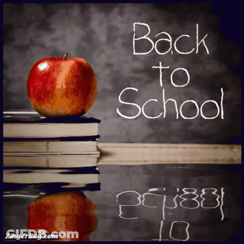 Happy First Day Of School Apple And Book On Water GIF