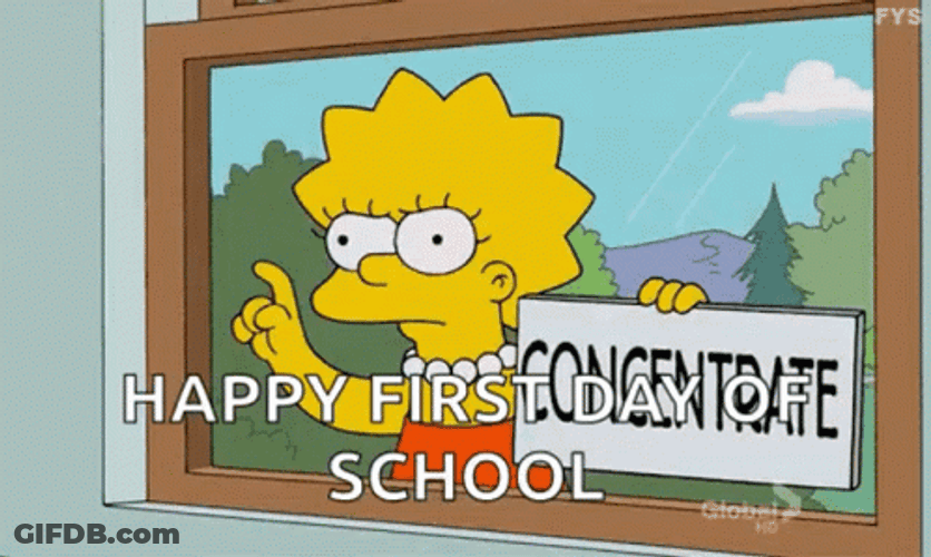 Happy First Day Of School Lisa Simpson GIF