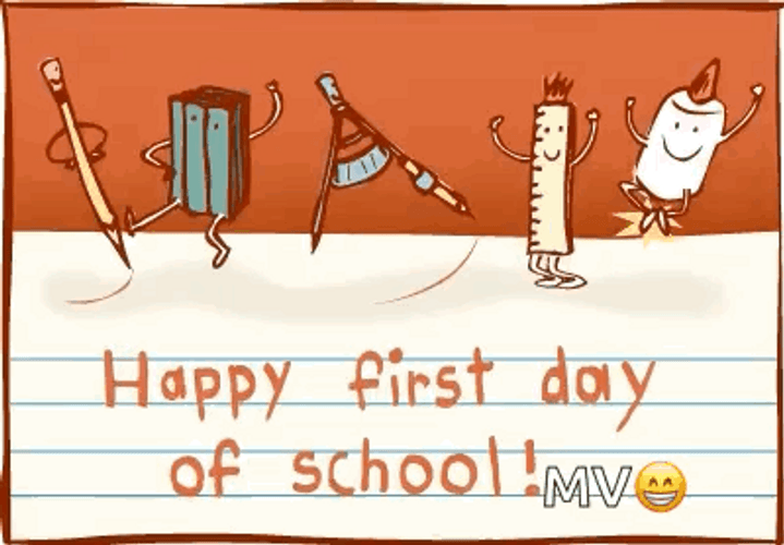 Happy First Day Of School Moving Stationaries GIF
