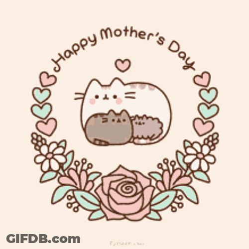 Happy First Mothers Day Cat Family GIF