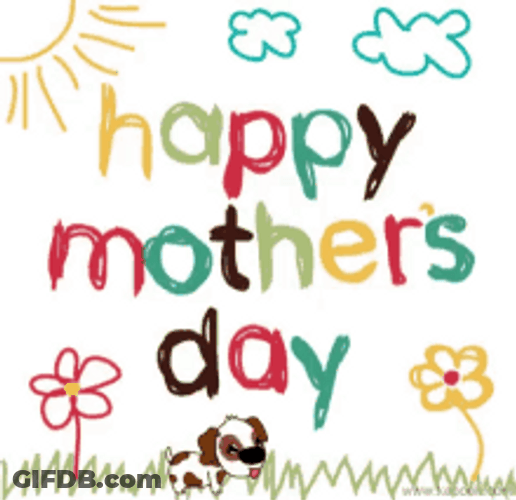 Happy First Mothers Day Doodle Childish Art GIF