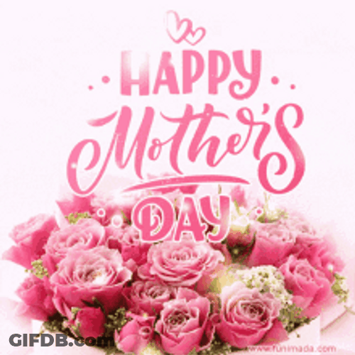 Happy First Mothers Day Pink Flowers Bouquet GIF