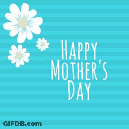 Happy First Mothers Day Simple Blue Flowers GIF