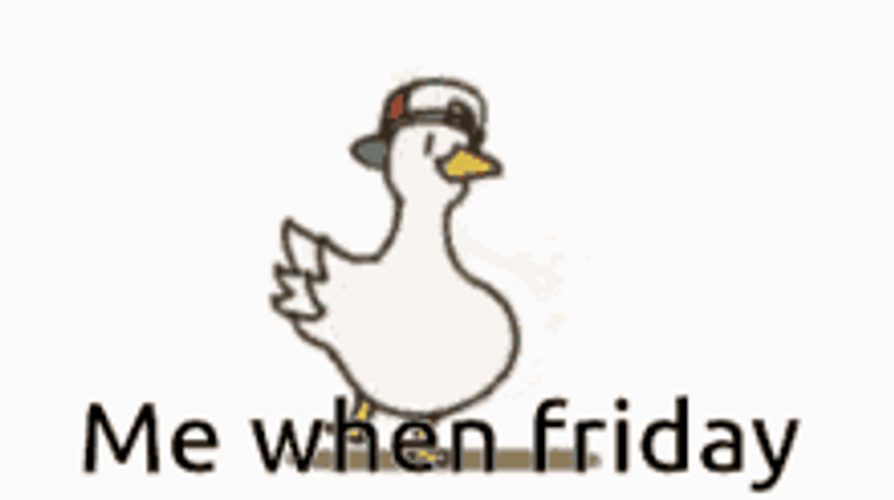 Happy Friday Dance Animated Duck Wearing Cap GIF