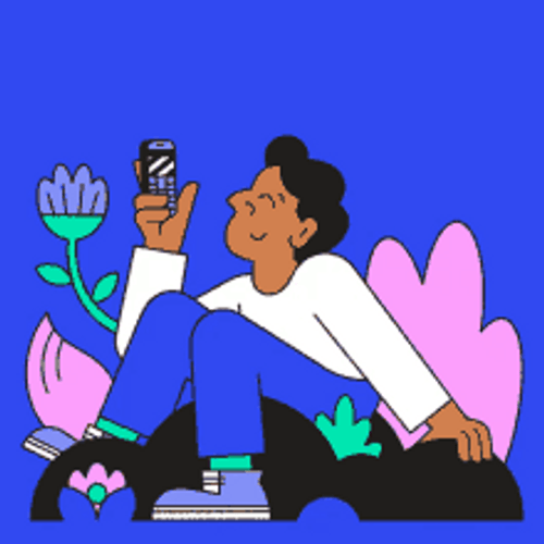 Happy Friday Eve Guy Using Phone Animation GIF