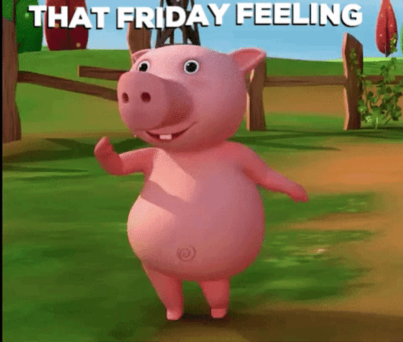 Happy Friday Funny 3D Pig Dance GIF