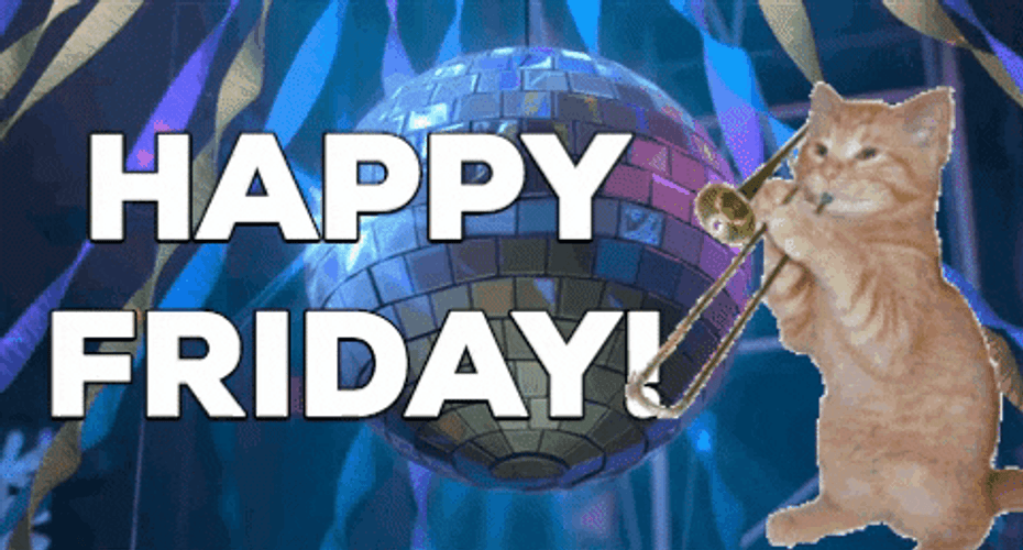 Happy Friday Funny Cat Trumpet GIF