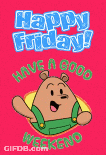 Happy Friday Greeting Card With Cartoon Character GIF