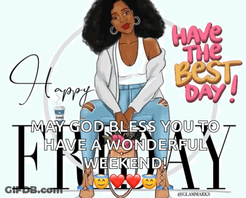 Happy Friday Greeting Card Woman Sitting GIF