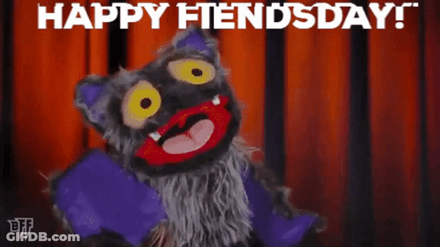 Happy Friday Halloween Fiendsday Werewolf & Bat GIF