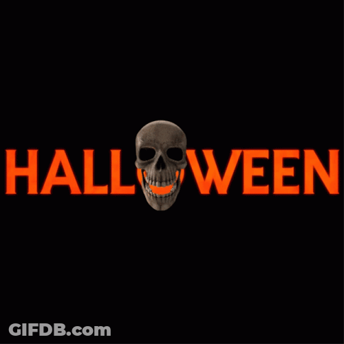 Happy Friday Halloween Laughing Skull GIF