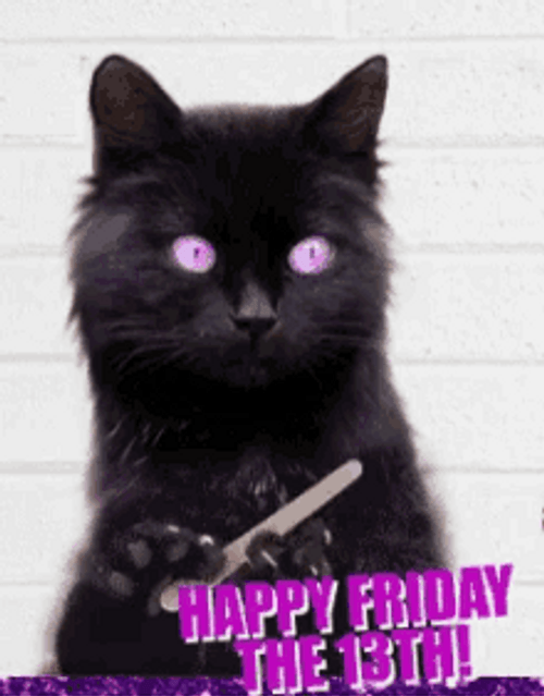 Happy Friday The 13Th Nail Filing Black Cat GIF