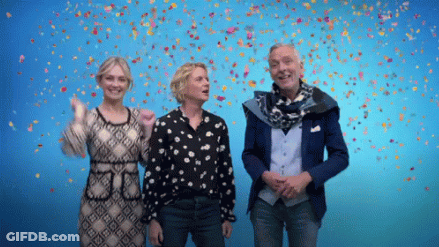 Happy Friends Falling Confetti GIF