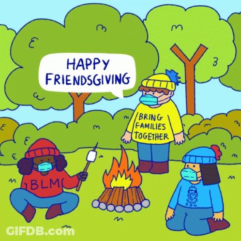 Happy Friendsgiving Campfire Cartoon GIF