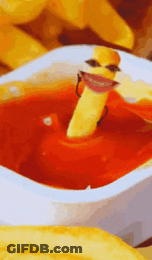 Happy Fries On Ketchup GIF