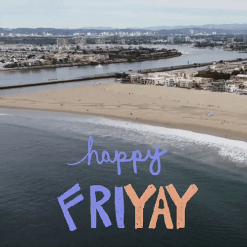 Happy Friyay Beach Vacation Drone Shot GIF
