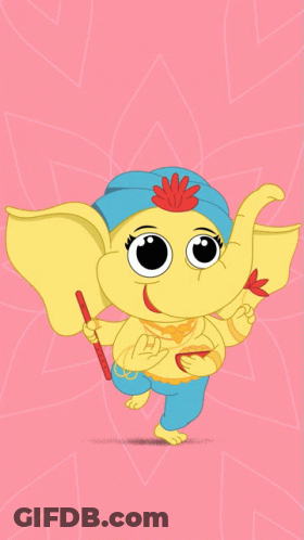 Happy Ganesh Chaturthi Card Cartoon Elephant GIF