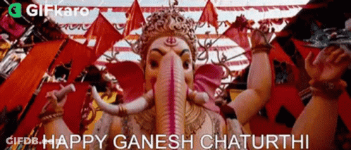 Happy Ganesh Chaturthi Elephant Statue GIF