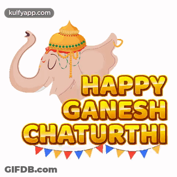 Happy Ganesh Chaturthi Elephant Wearing Hat GIF