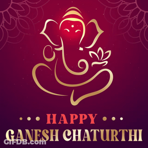 Happy Ganesh Chaturthi Golden Elephant Poster GIF