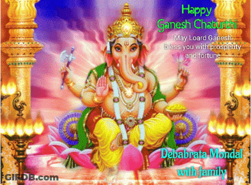Happy Ganesh Chaturthi Greeting Card With Ganesha Painting GIF