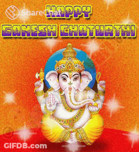Happy Ganesh Chaturthi Greeting Card With Ganesha Painting GIF